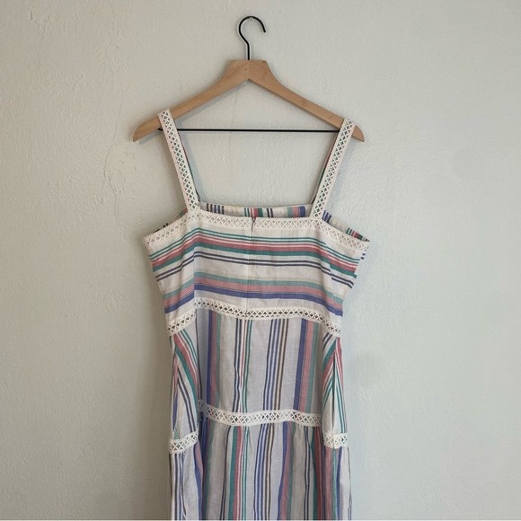 J McLaughlin Cunningham Stripped Linen Maxi Dress Size 12 Summer Beach Colorful - Picture 7 of 7